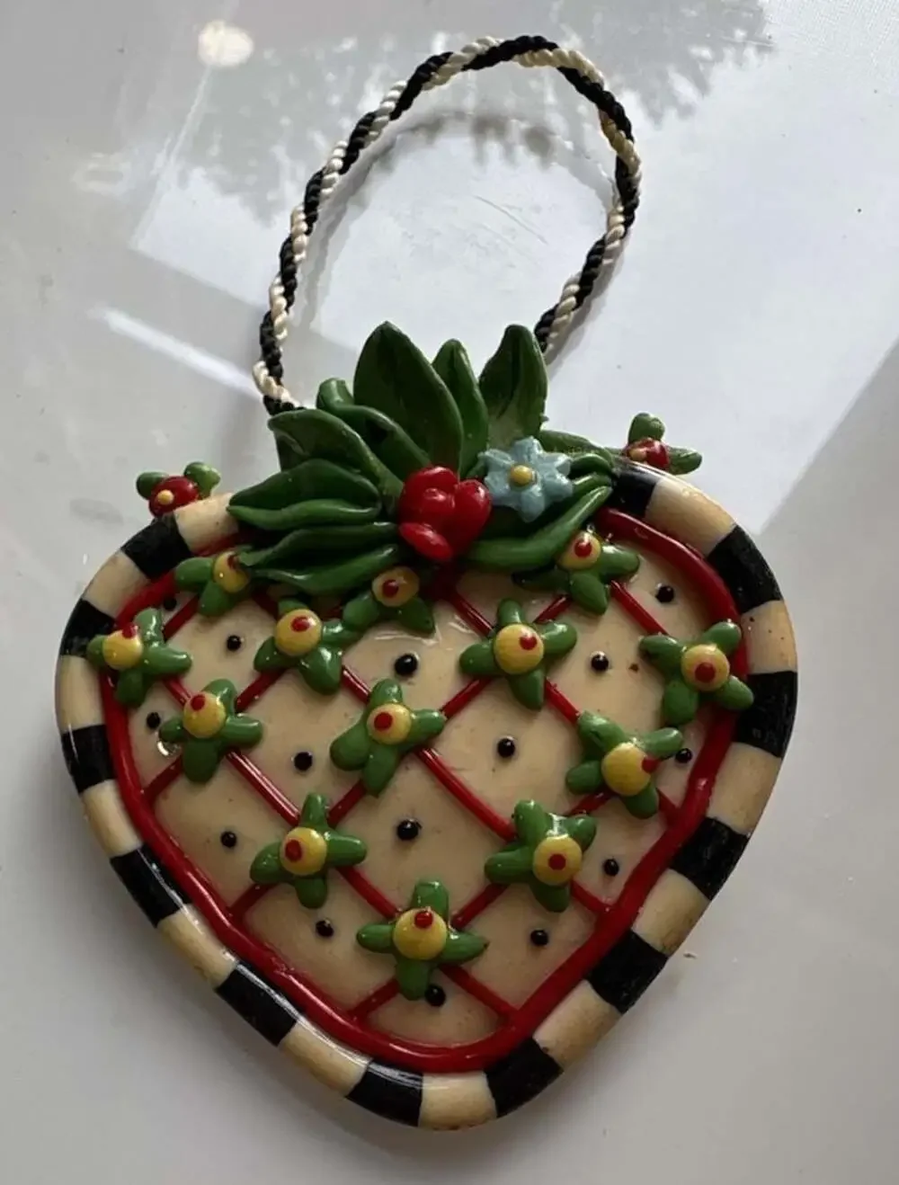 Mary Engelbreit Heart Shaped Decorative Ornament with Floral Pattern